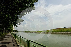 Walking and cycling path by the river