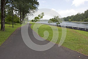 Walking and cycling path by the river