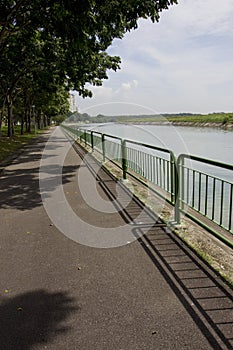 Walking and cycling path by the river