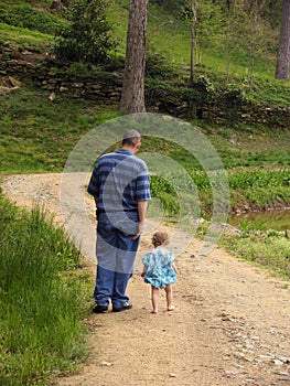 Walking on a dirt road