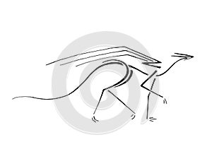 Walking Dragon, Stylized Line Art