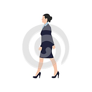 Walking female business person sihouette illustration