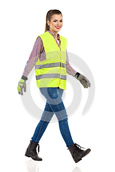 Walking Female Manual Worker
