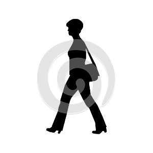 Walking female person sihouette illustration side view