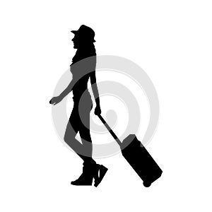 Walking female person sihouette illustration side view