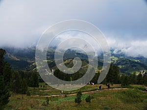 Walking in fiemme valley, trentino alto adige, italy