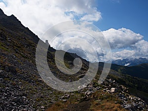 Walking in fiemme valley, trentino alto adige, italy