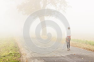 Walking in foggy day - Poland.