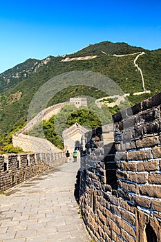 Walking on the great wall of China photo