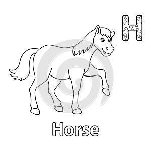 Walking Horse Alphabet ABC Coloring Page H