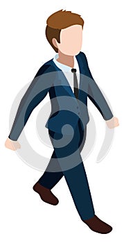 Walking isometric businessman. Professional man character icon