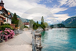 Walking by the Lake in Brienz, Berne, Switzerland photo