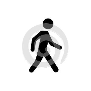 Walking man black icon isolated. Pedestrian symbol. Get to your destination on foot concept. Vector EPS 10 photo