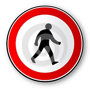 Walking Man Road Traffic Sign Isolated