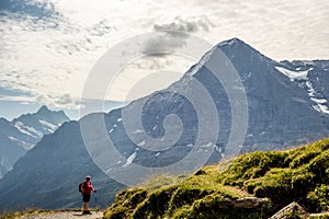 Walking from Mannlichen to Grindelwald in the Bernese Alps Switzerland