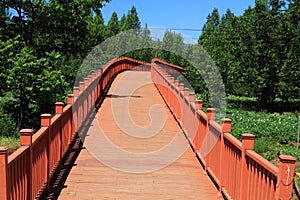 Walking marriages bridge in Lugu lake , China photo