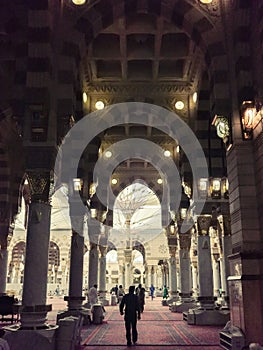 Walking through Masjid an-Nabawi one of three most sacred mosques