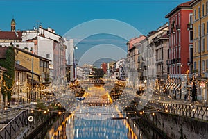 Walking in Milan Navigli with the Crhistmas lights