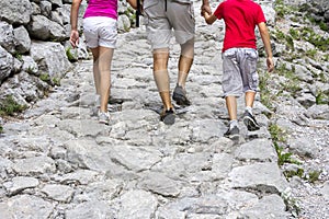 Walking on the mountain trail