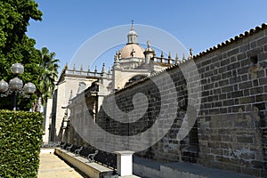 Walking in old part of Jerez de la Frontera, Sherry wine making town, Andalusia, Spain