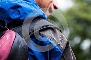 Walking outdoors in the rain