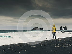 Walking over a wild beach