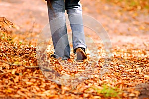 Walking through park