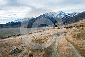 Walking Path in Castle Hill in cloudy day, New Zealand