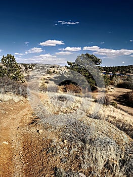 Walking path at Curt Gowdy State Park Cheyenne Wyoming in April photo