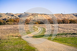 Walking path through grassland, Sycamore Grove Park, Livermore, east San Francisco bay, California