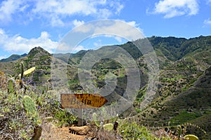 Walking Path with Guidepost on Mountain Range on Tenerife, Canary Islands, Spain, Europe