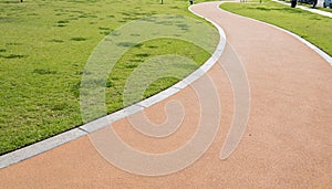 A walking path in a park