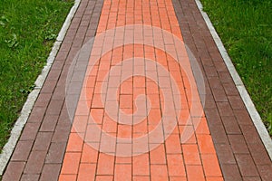 Walking path, the pavement of clinker brick photo