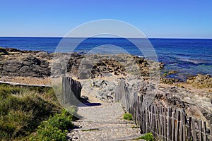 Walking path and stairs access to the beach vendee Atlantic in france