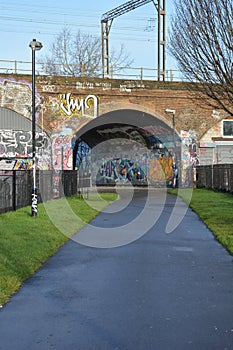 Walking path to graffiti wall