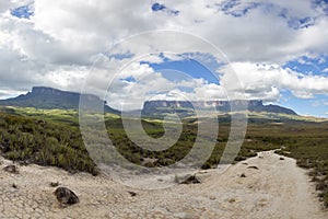 Walking path to Kukenan tepui or Mt Roraima in Venezuela