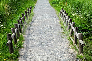 Walking path with wooden fence.