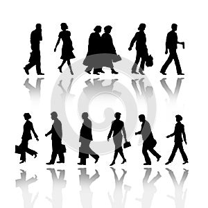 Walking people silhouettes Business isolated,person icon symbol sign pictogram