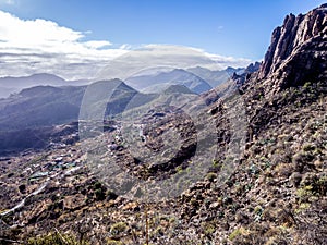 Walking from Pico de las Nieves to Cruz Grande on Gran Canaria, Canary Islands, Spain