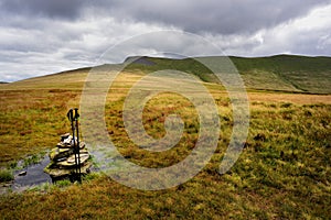 Walking Poles and cairn on Mungrisdale Common