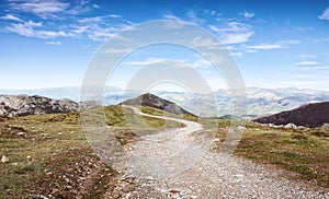 Walking route in Cantabrian Mountains, Picos de Europa National Park, Asturias, Spain