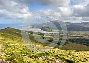 Walking route up Mount Brandon from Fafa car park, Cloghane, Dingle Peninsula, Ireland