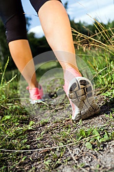 O correre gambe foresta estate attività 