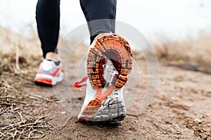 Walking or running legs sport shoes