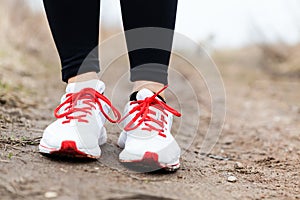 Walking or running legs sport shoes