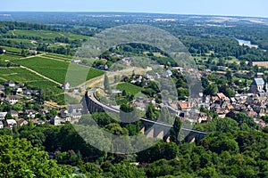 Walking in Sancerre, medieval hilltop town and commune in Cher department, France overlooking the river Loire valley with