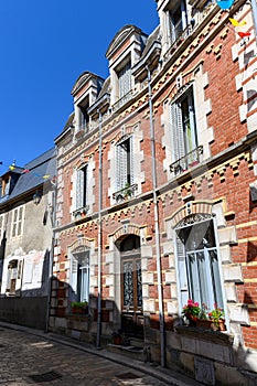 Walking in Sancerre, medieval hilltop town and commune in Cher department, France overlooking the river Loire valley with