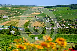 Walking in Sancerre, medieval hilltop town and commune in Cher department, France overlooking the river Loire valley with