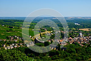 Walking in Sancerre, medieval hilltop town and commune in Cher department, France overlooking the river Loire valley with