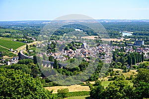 Walking in Sancerre, medieval hilltop town and commune in Cher department, France overlooking the river Loire valley with